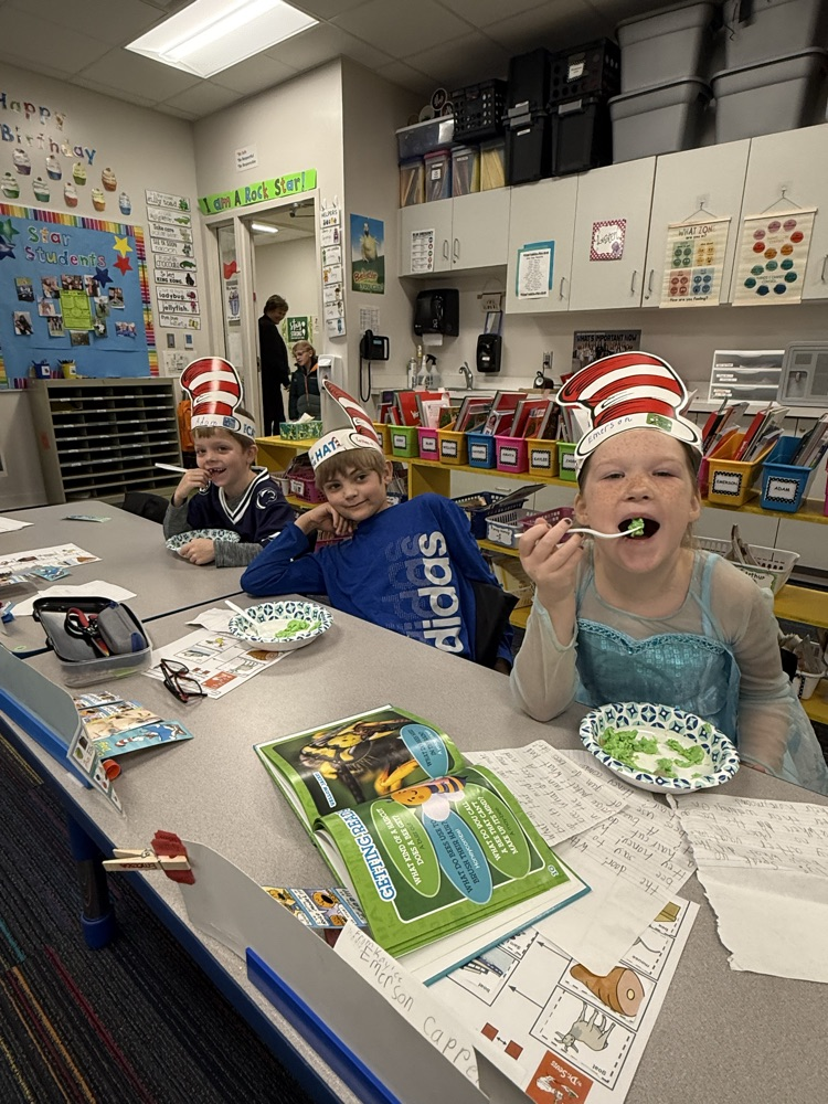 enjoying our green eggs and ham