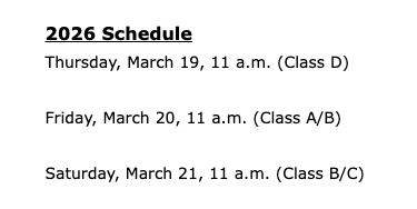 classes schedule (thu-sat)