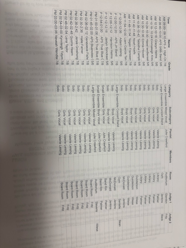 music contest schedule