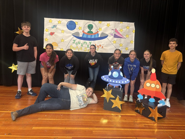 students with poster