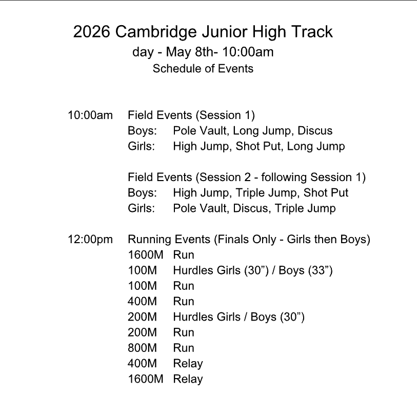 schedule of events - cambridge meet