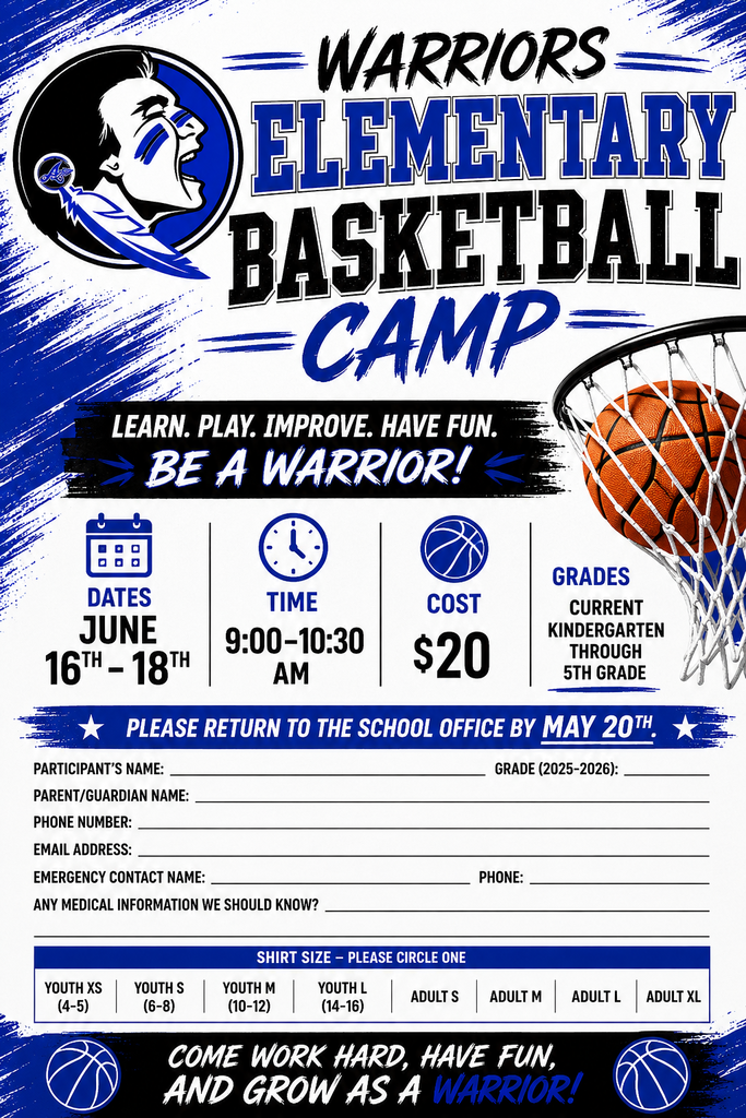 Elementary Basketball Camp form.