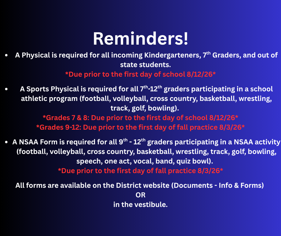 Physical / NSAA Form Reminder