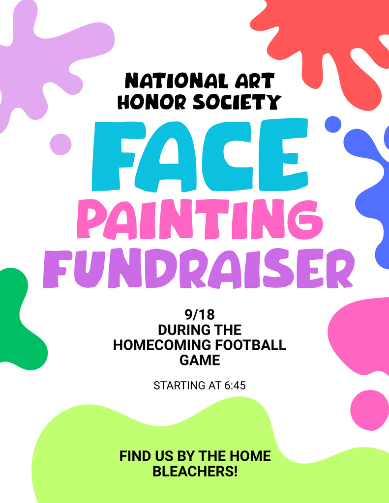 A flyer promoting the National Art Honor Society's face painting event during the Arapahoe-Holbrook Homecoming football game.