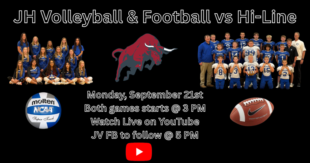 jh vb and fb and jv fb vs hi-line - monday september 21st