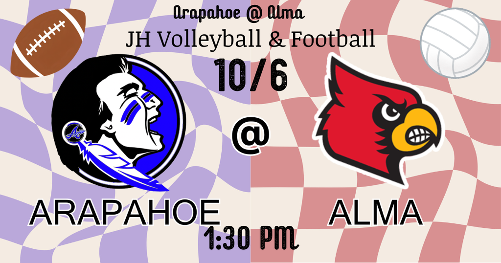 jh volleyball and football at alma - tuesday, october 6th - 1:30 pm