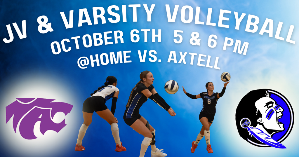 volleyball vs axtell - tuesday, october 6th - 5pm start