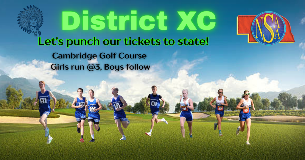 district xc - thursday, october 15th - cambridge, ne - 3pm start - 2
