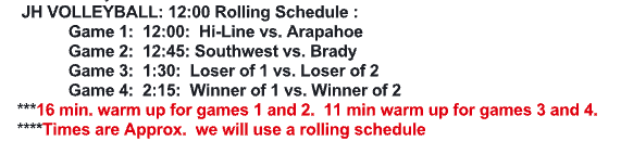 jh volleyball tournament at eustis - wednesday, october 21st - 12 pm start - schedule