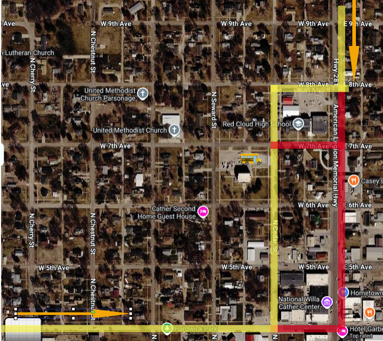 parking map - red cloud
