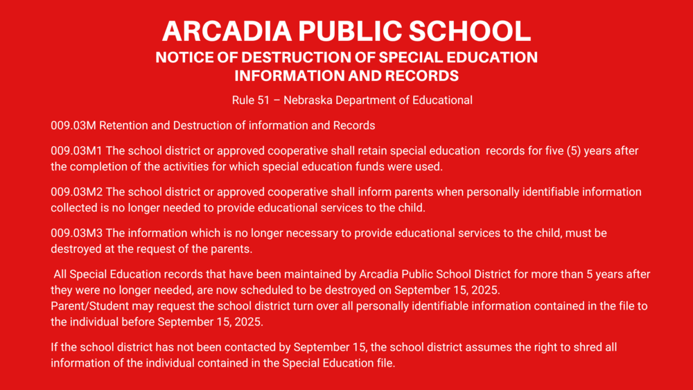 Destruction of Records Notice