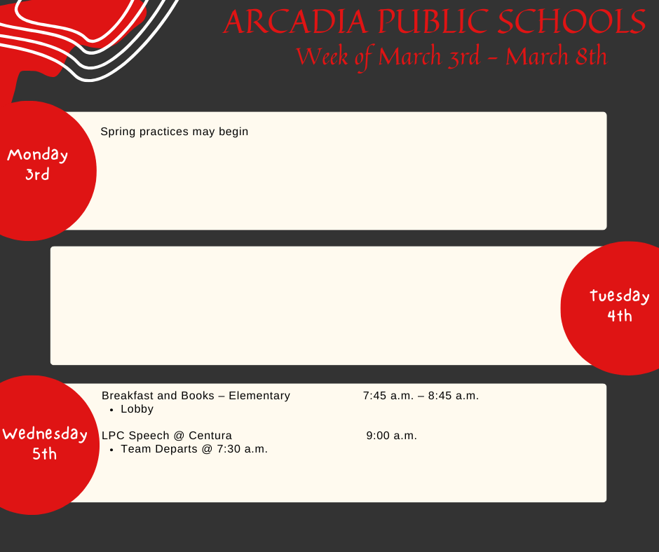 Weekly Calendar: March 3rd - 8th - p.1