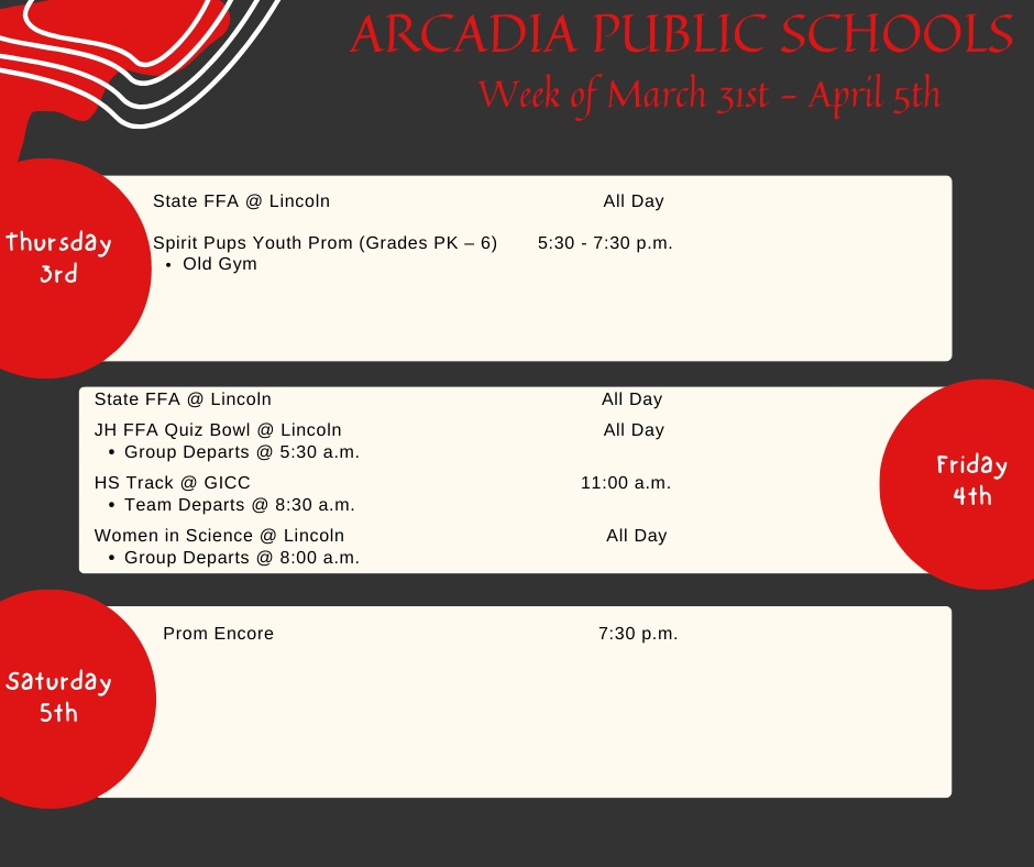 Weekly Calendar: March 31st - April 5th - p.2