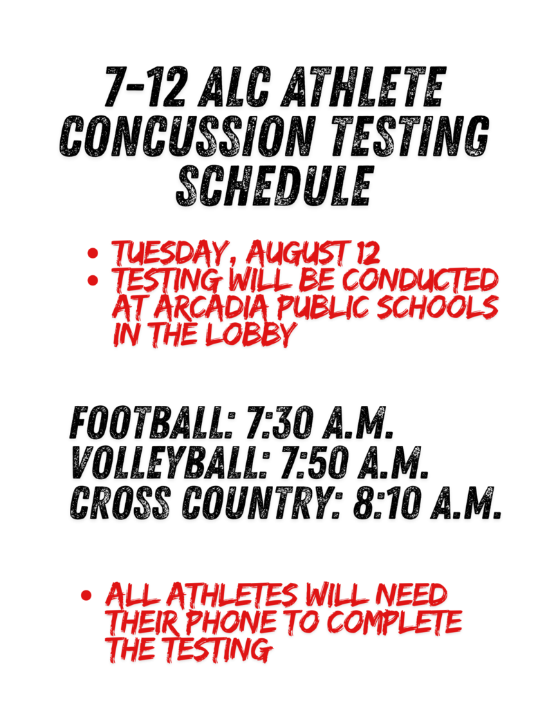 Concussion Testing Schedule