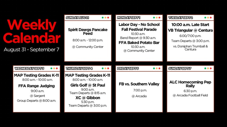 weekly schedule