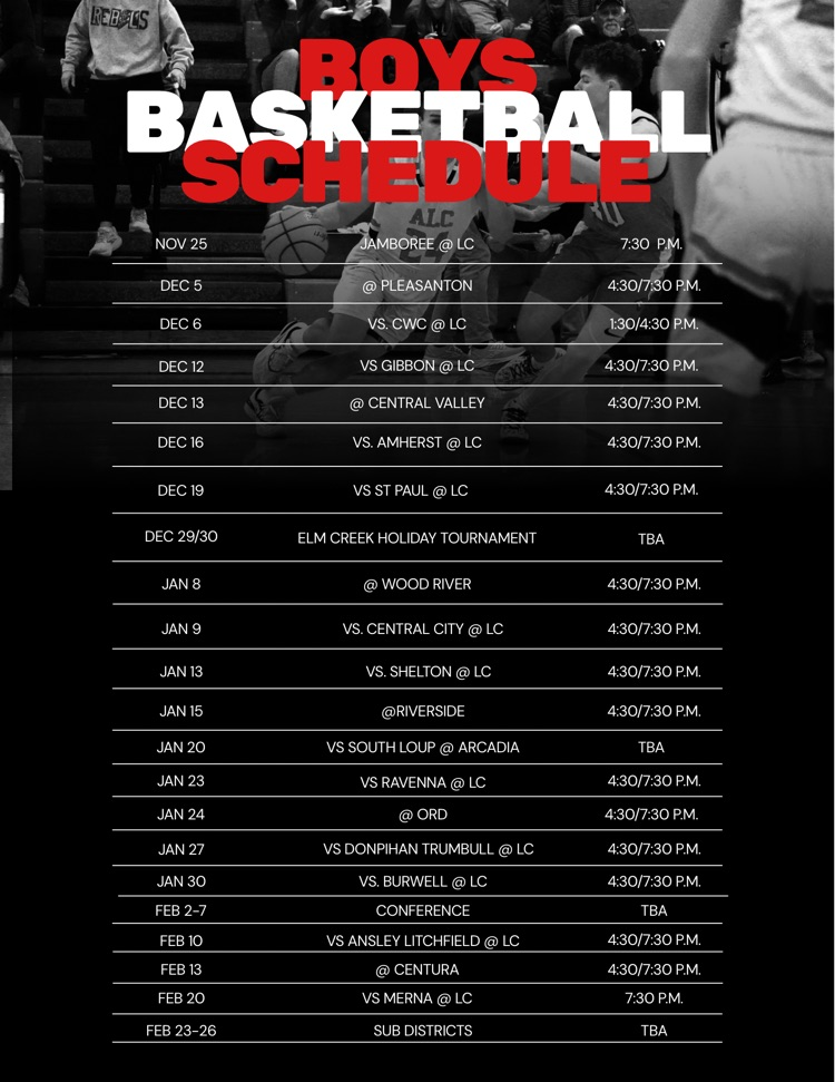 ALC Boys Basketball Schedule