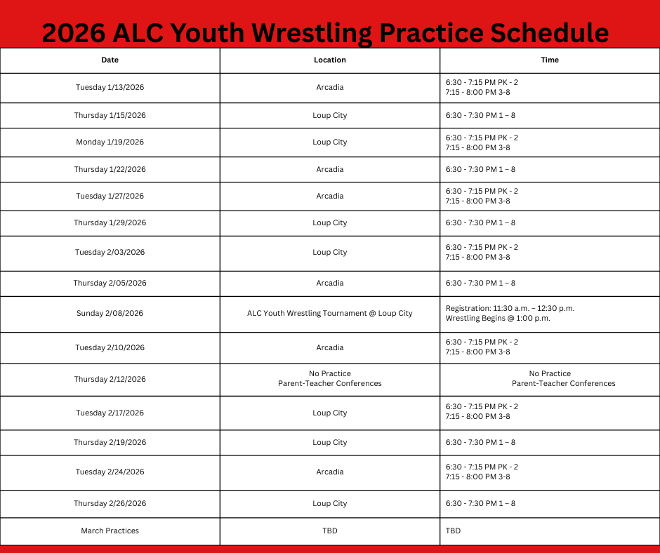 Youth Wrestling Schedule