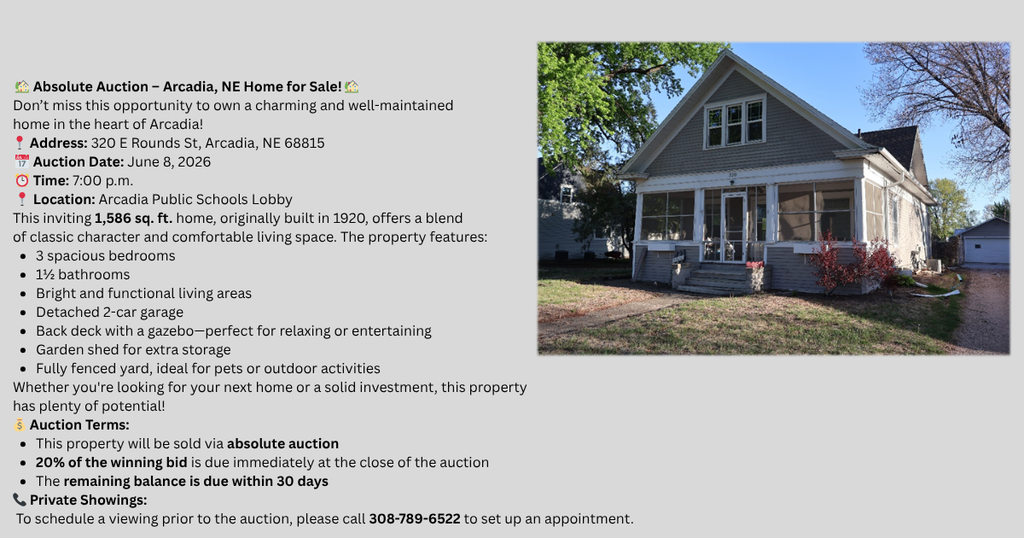 Advertisement for School Owned House