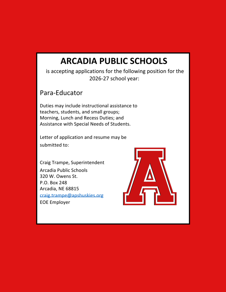 Paraprofessional Opening