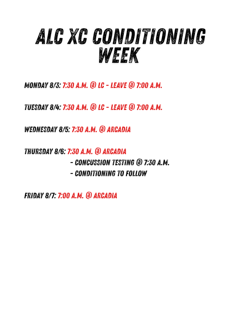 XC Conditioning Times