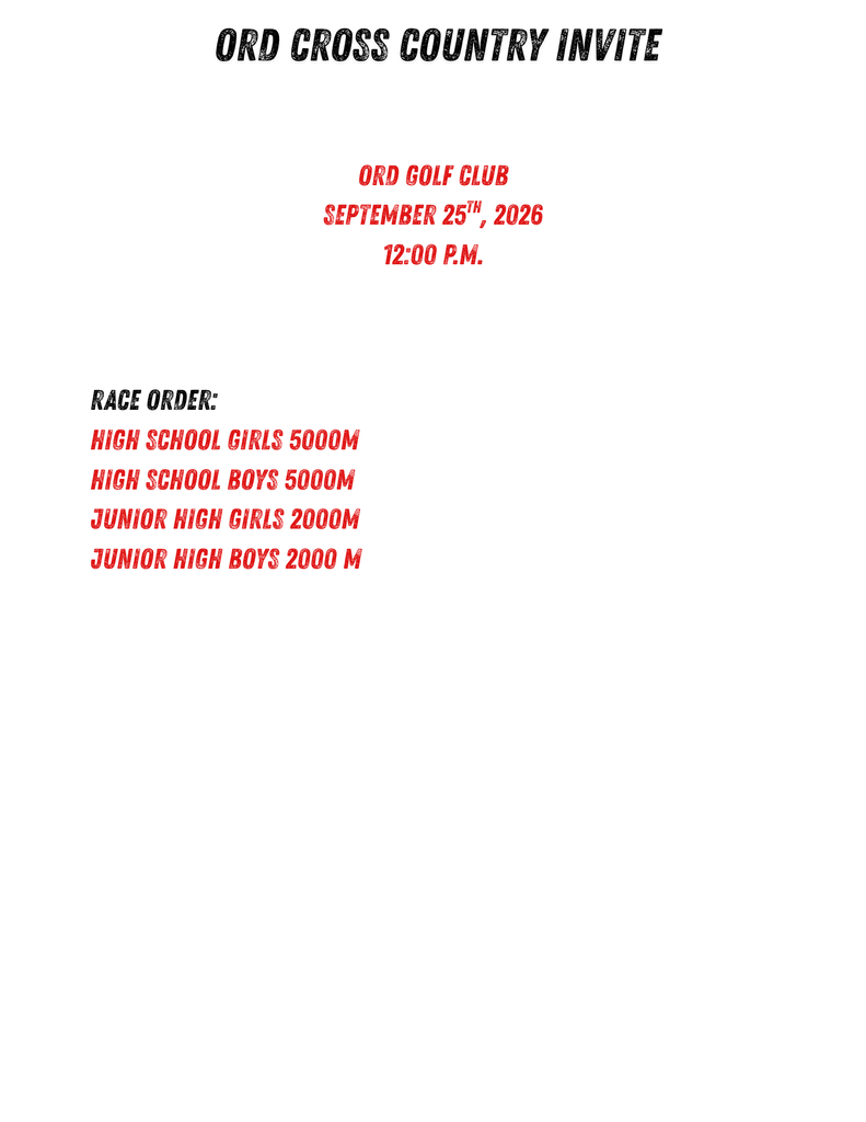 Ord XC Meet Information