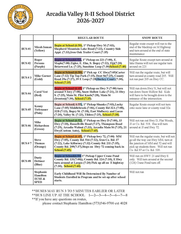bus routes 26-27 school year