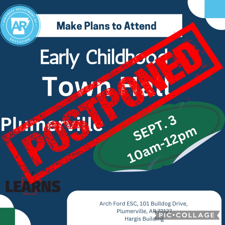 this is a flyer of the town hall that was supposed to take place on September 3rd. it has been postponed. the flyer has the word postponed across it in red  