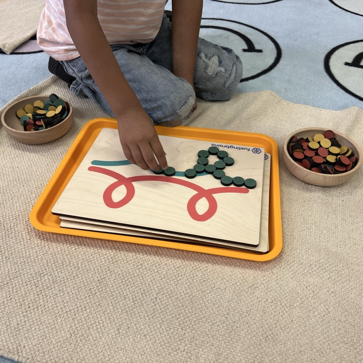 this child is placing chips on a pattern.