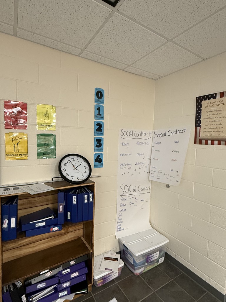 Behavioral Expectations and Social Contracts posted in a classroom. 