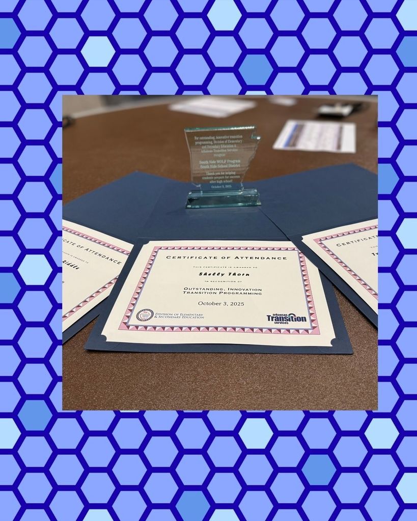 An award and certificates on display