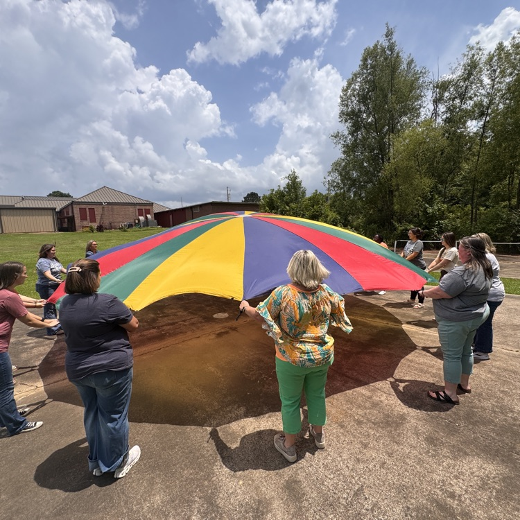 teachers playing parachute 