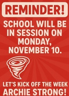 School in session on Monday, Nov 10