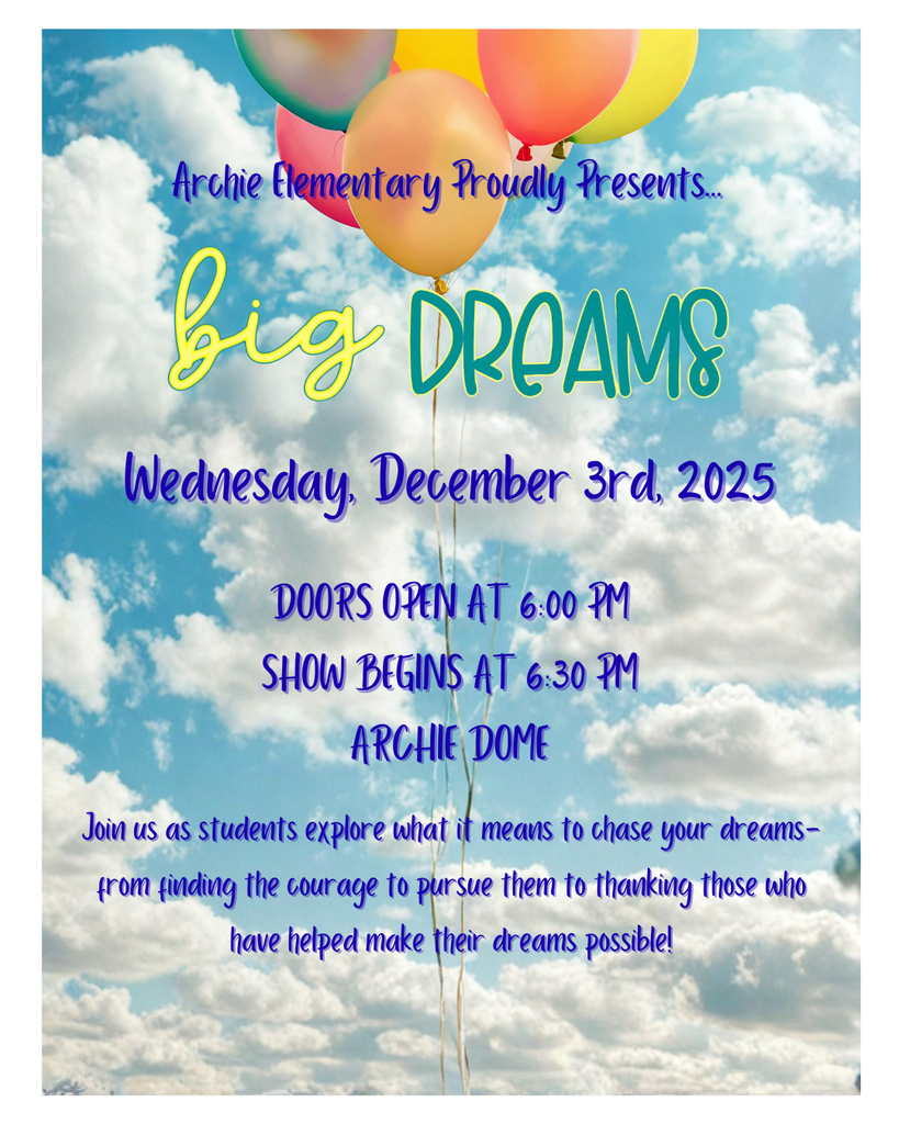 Elementary Winter Concert in the dome on December 3rd. Doors open at 6pm, program starts at 6:30pm, and students are free to "dress their best"!