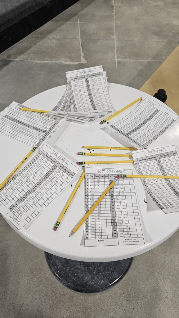 League climbing challenge score card