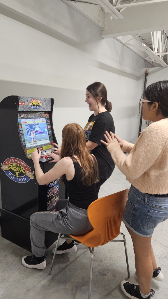 Girls playing retro game