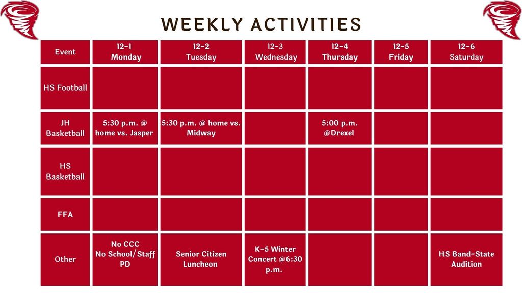 Weekly Activities