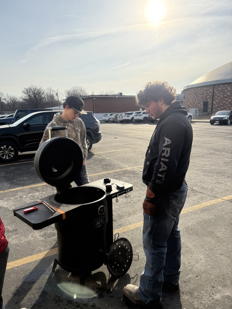 Carson working on getting the fire going 