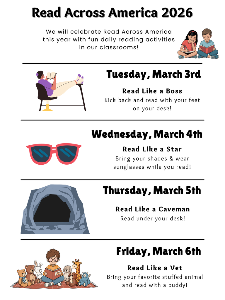 Description of 4 days of Read Across America week