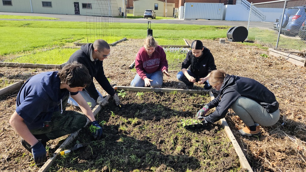 students planting 