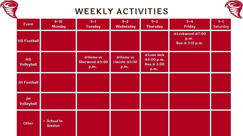 Weekly Activities