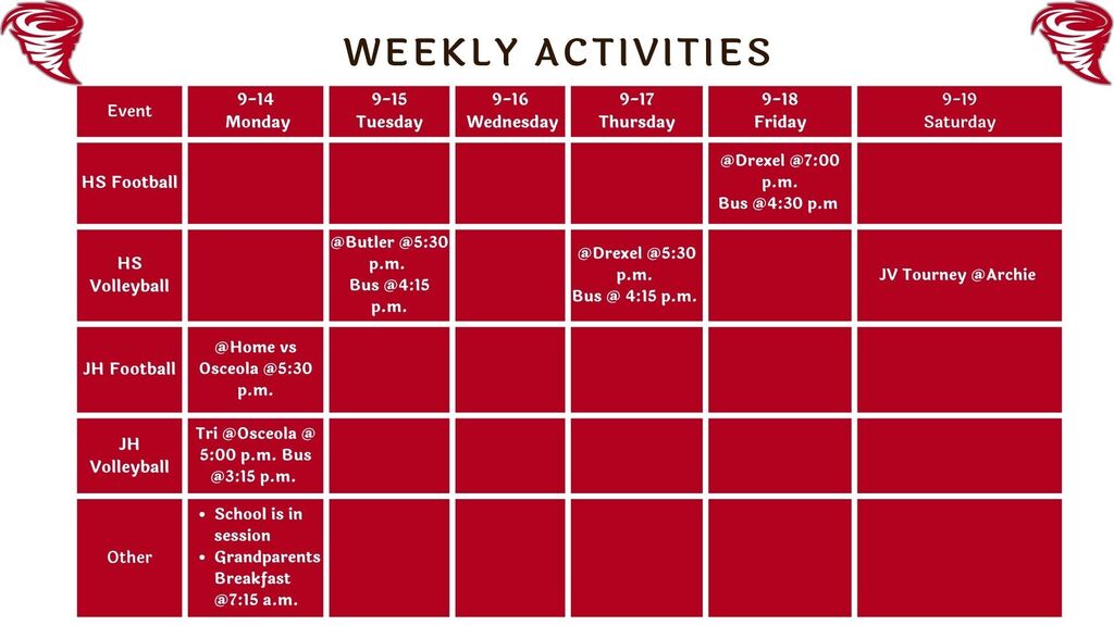 Weekly Activities