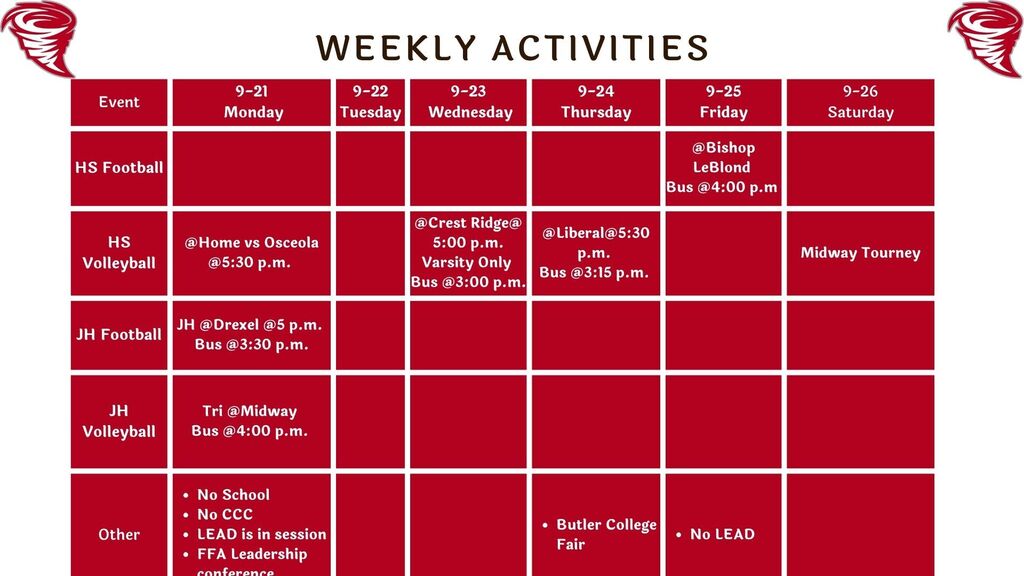 Weekly Activities
