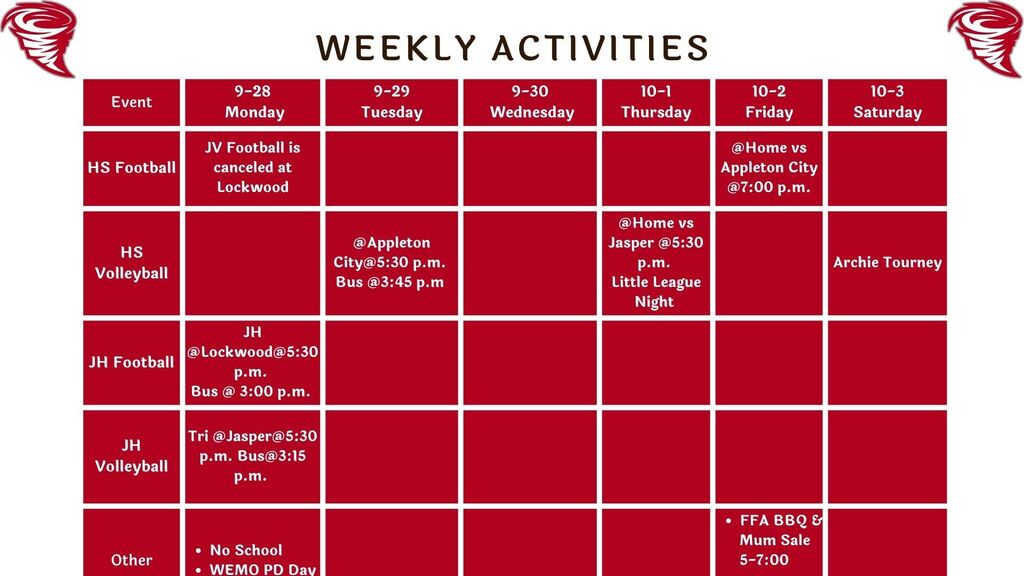 Weekly Activities