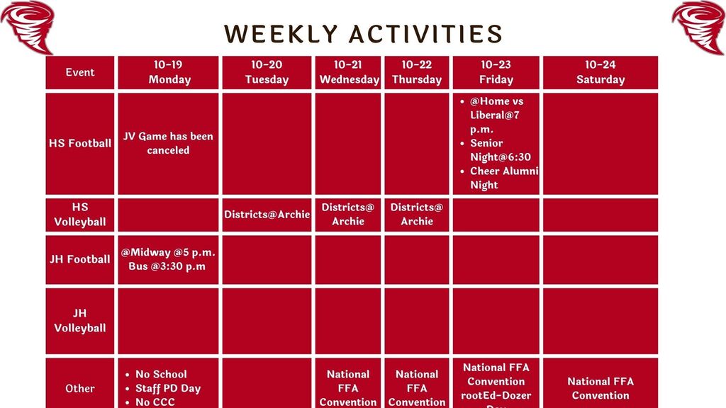 Weekly Activities