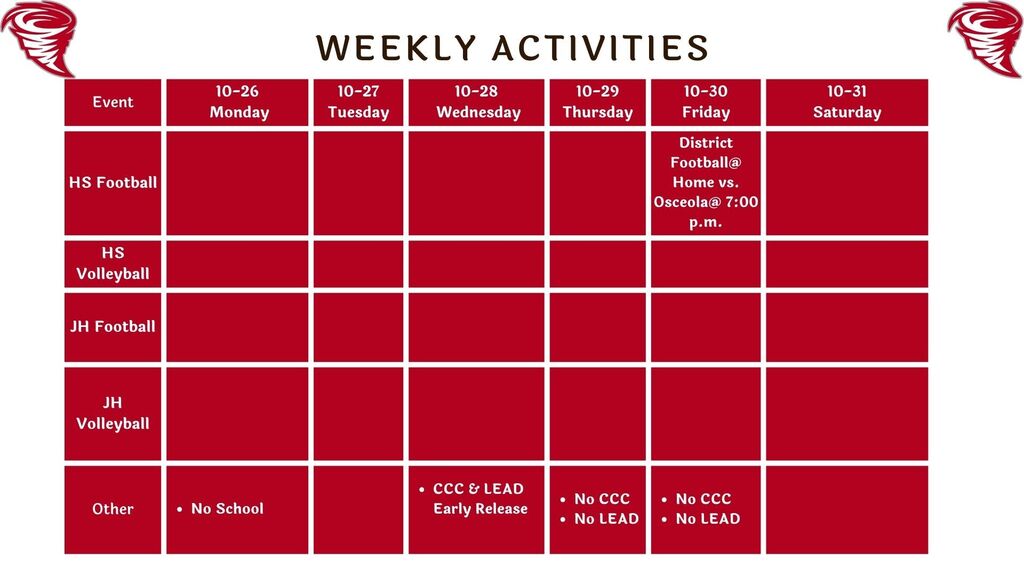 Weekly Activities