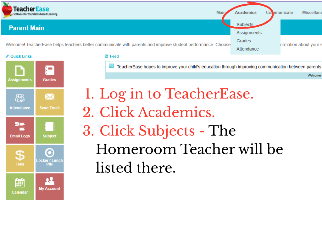 Instructions to find Homeroom