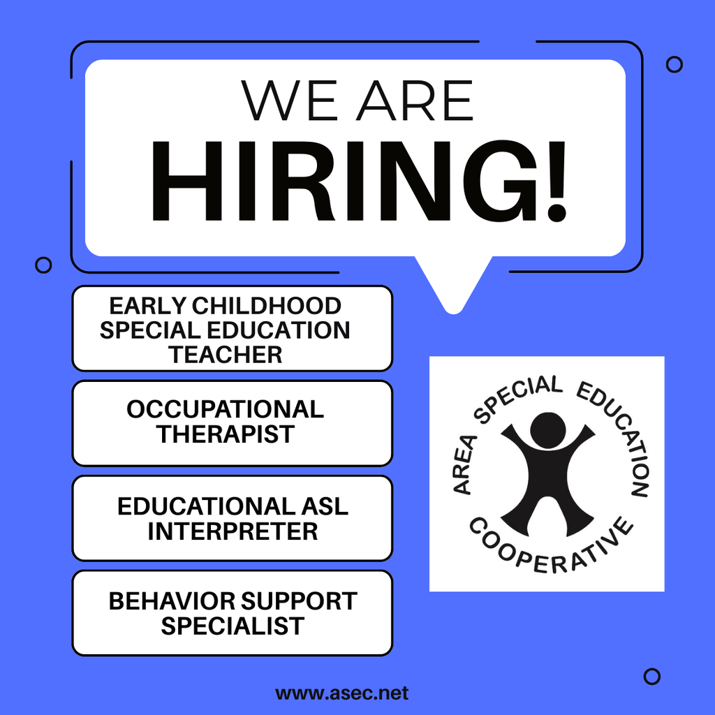 2026 job posting - Early Childhood Special Education Teacher, Occupational Therapist, Educational Interpreter, Behavior Support Specialist