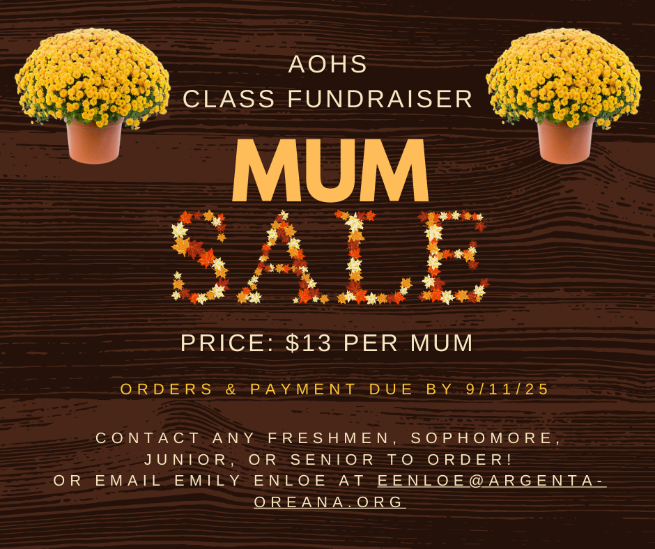 AOHS Mum Sale- Fall 2025. Contact any high school student to order!