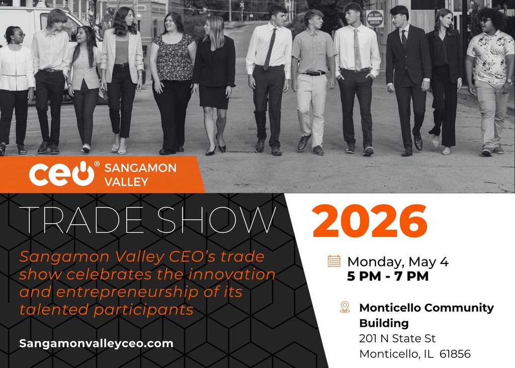 The Sangamon Valley CEO Program is hosting their Trade Show at the Monticello Community Building on Monday, May 4 from 5-7pm.
