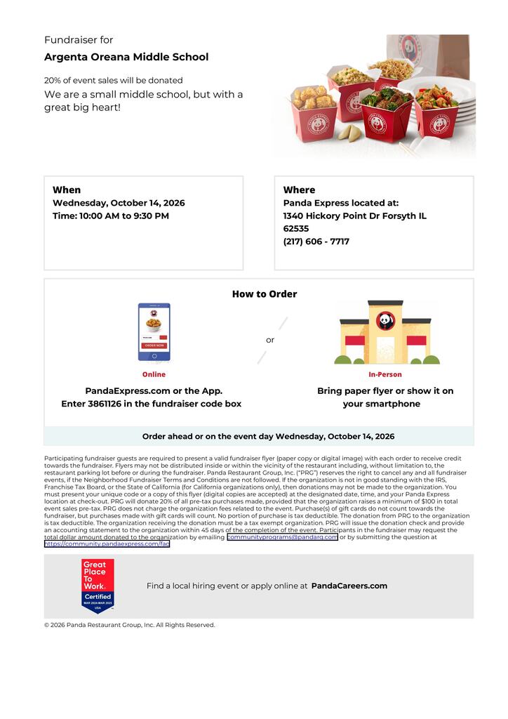 AOMS Panda Express Fundraiser